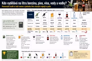 Alkohol: Kolik bere stát z jednoho litru: Benzin nafta pivo víno a vodka
