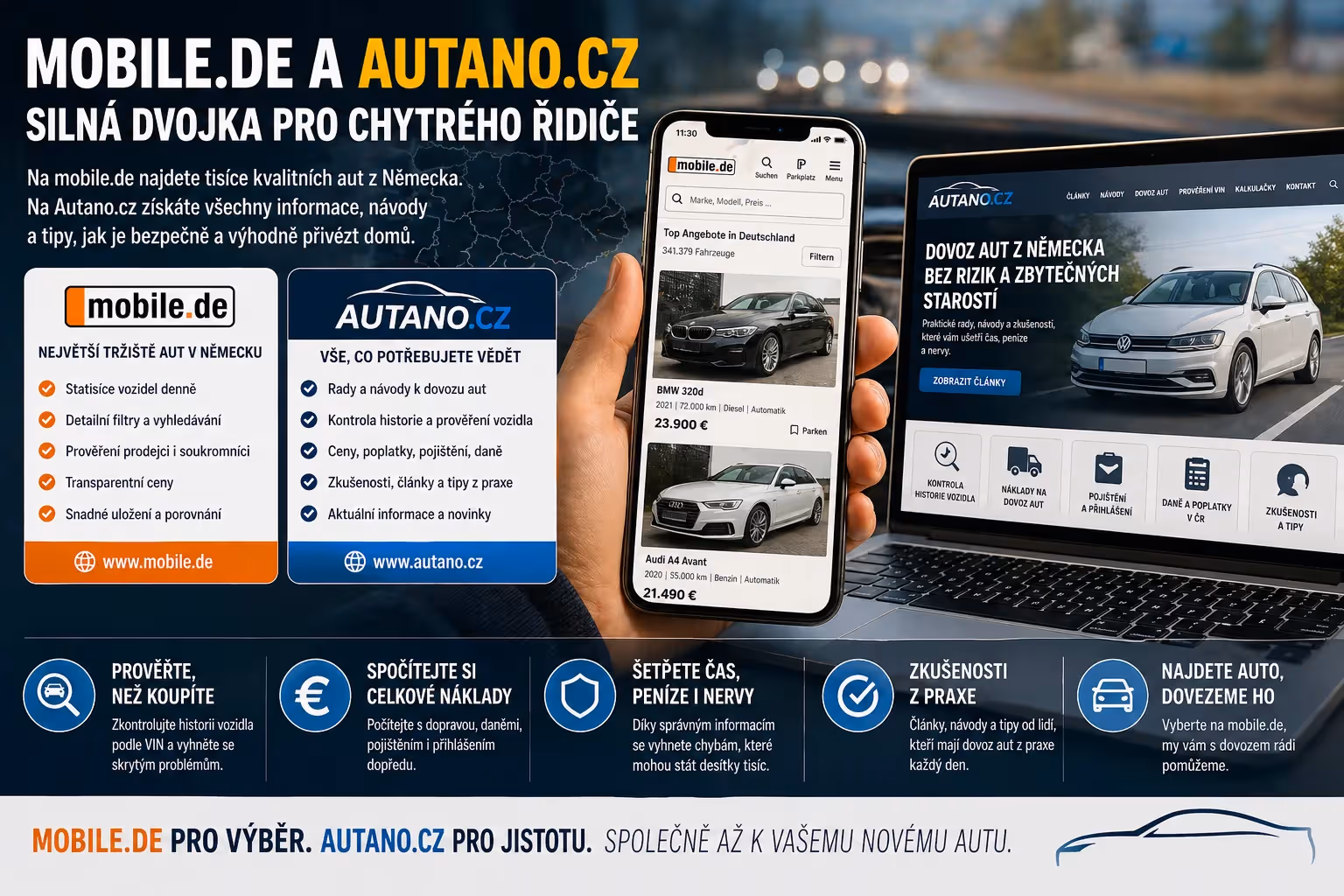 Mobile.de a Autano: Jak koupit auto v Německu s jistotou experta a silou AI