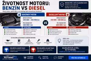 Ojetiny: Životnost motoru: Benzín vs diesel – který agregát vydrží větší nájezd