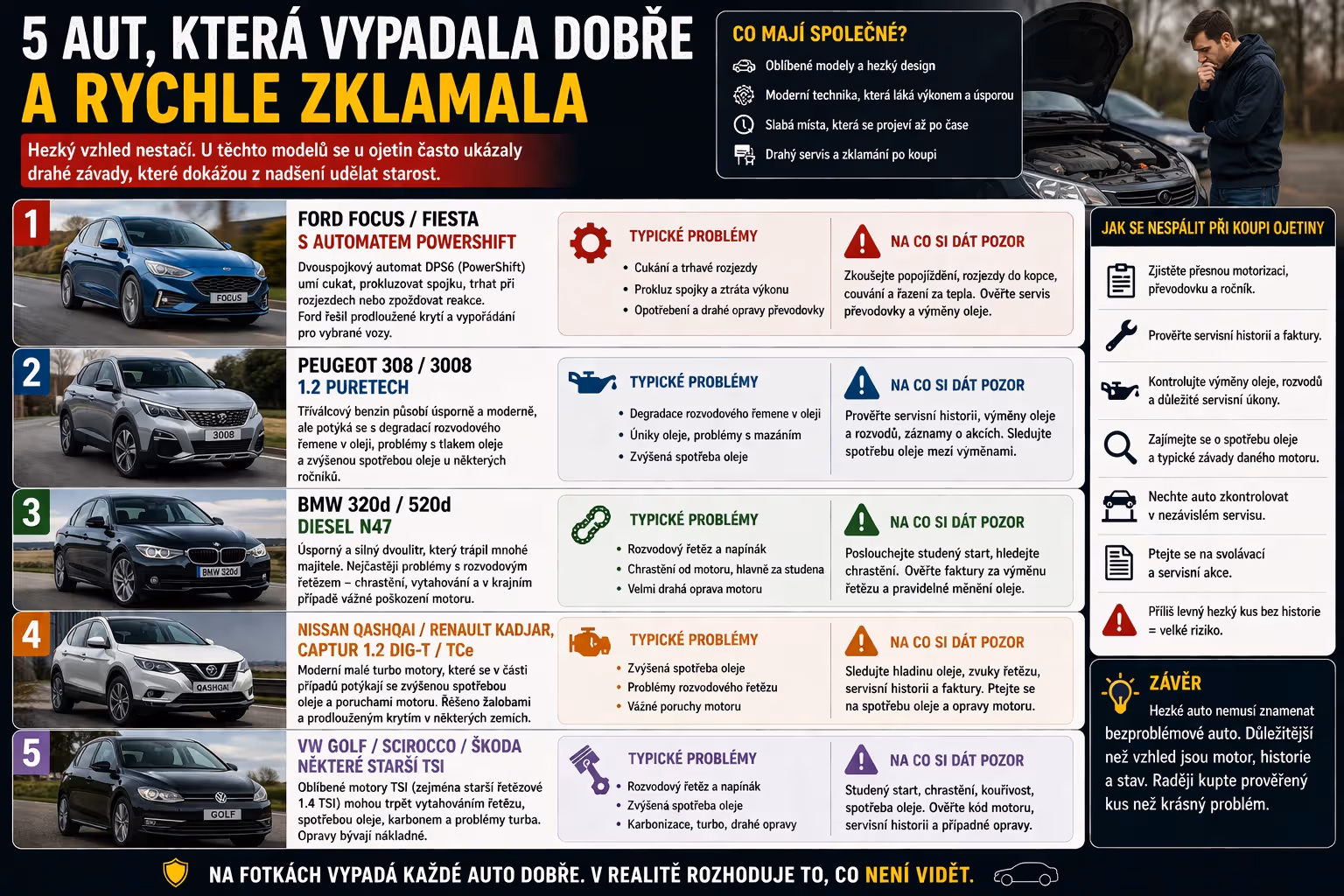 5 aut, která vypadala dobře a rychle zklamala