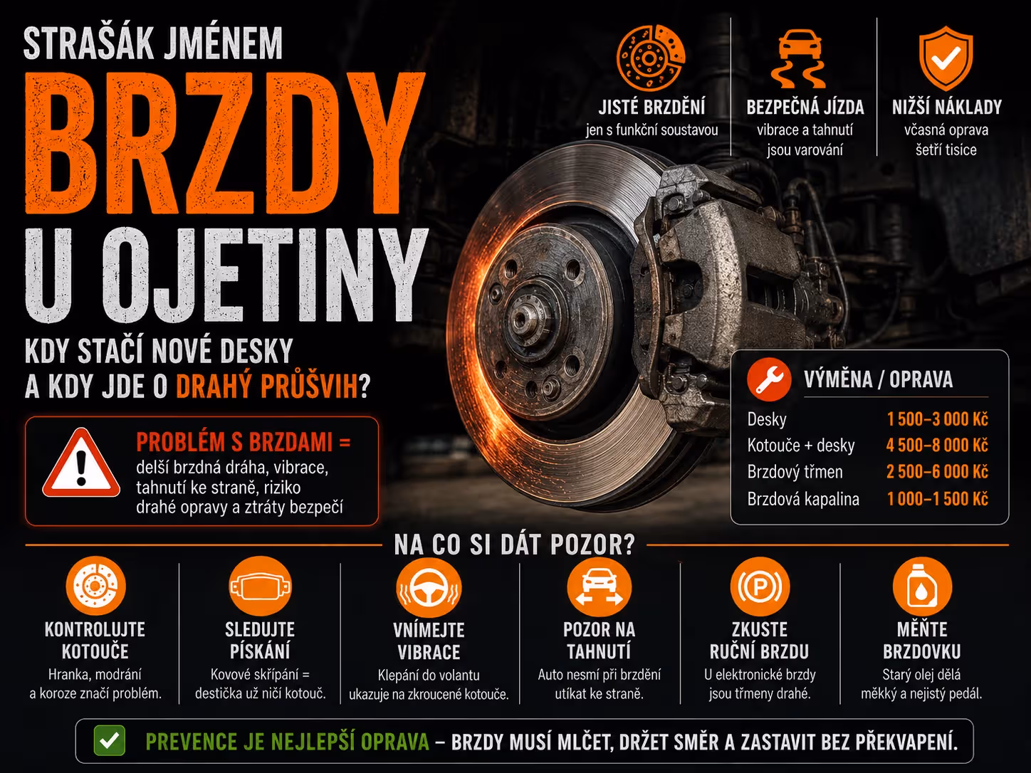 Bezpečnost: Brzdy u ojetiny: Kdy stačí desky a kdy jde o průšvih?