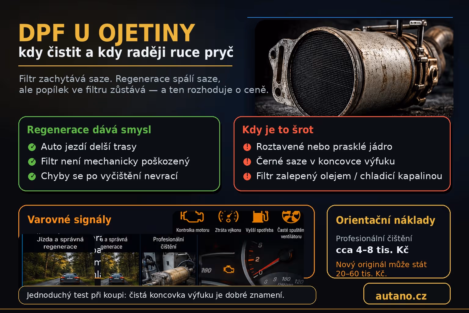 Particulate filter (DPF) u ojetiny: Kdy jde regenerovat a kdy je to šrot