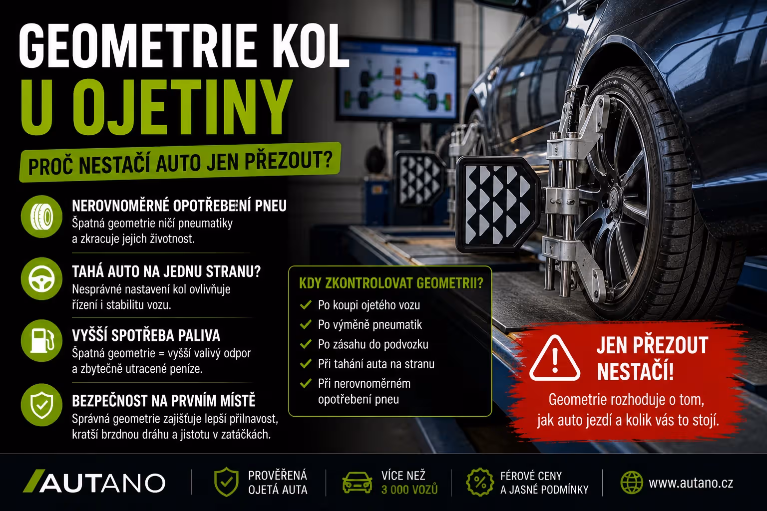 Geometrie kol u ojetiny: Proč nestačí auto jen přezout?