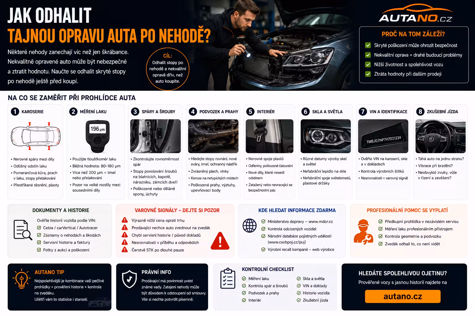 Jak poznat, že auto bylo opravováno načerno? Detaily, které neukryje žádný tmel