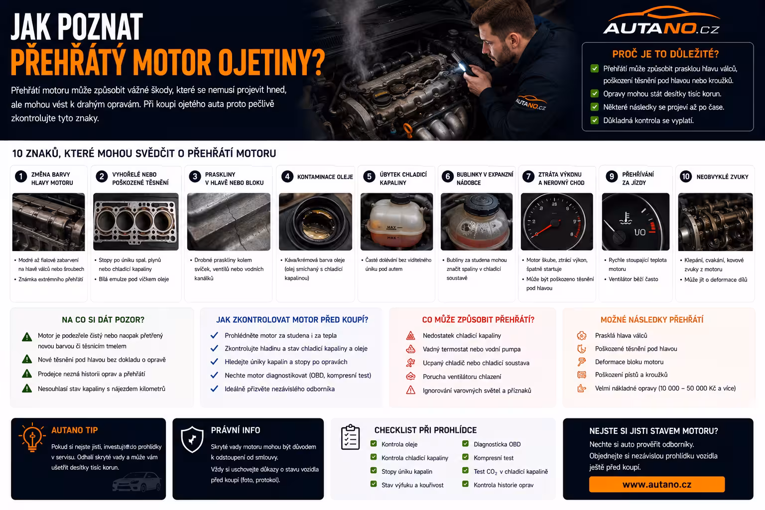 Jak poznat motor po přehřátí: Varovné signály, které prodejce nezmíní