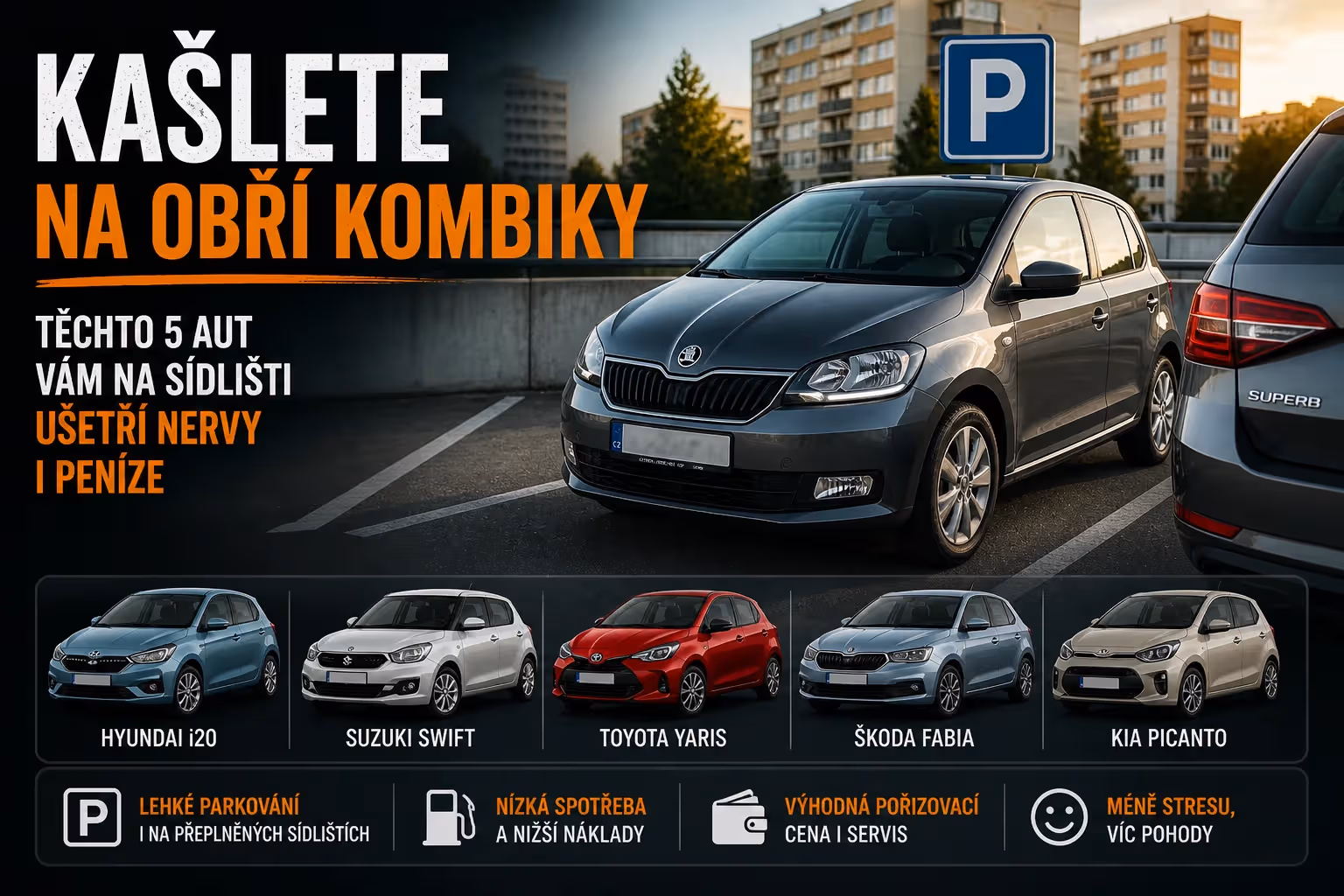 Kašlete na obří kombíky. Těchto 5 aut vám na sídlišti ušetří nervy i peníze