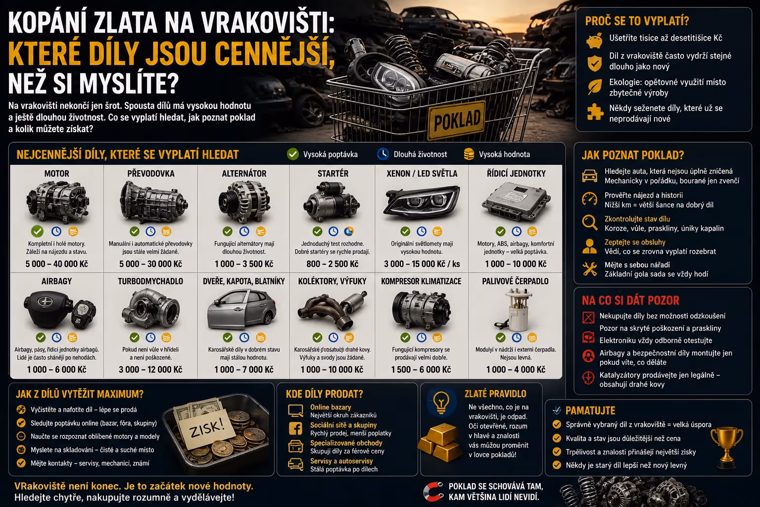 Kopání zlata na vrakovišti: Které díly jsou cennější, než si myslíte?