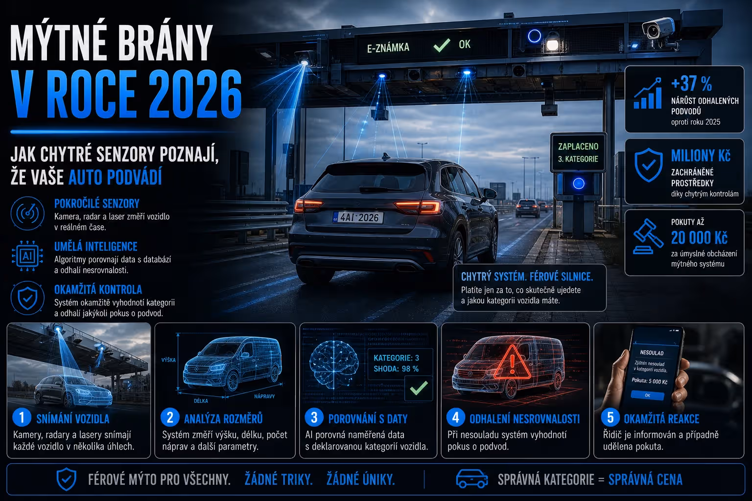 Mýtné brány v roce 2026: Jak chytré senzory poznají, že vaše auto „podvádí“?
