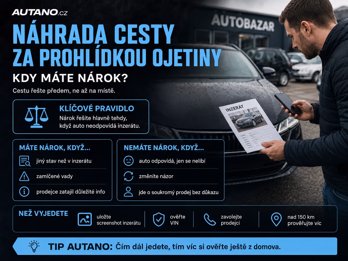 Kdy si nechat zaplatit cestu za prohlídkou ojetiny (a kdy ne)