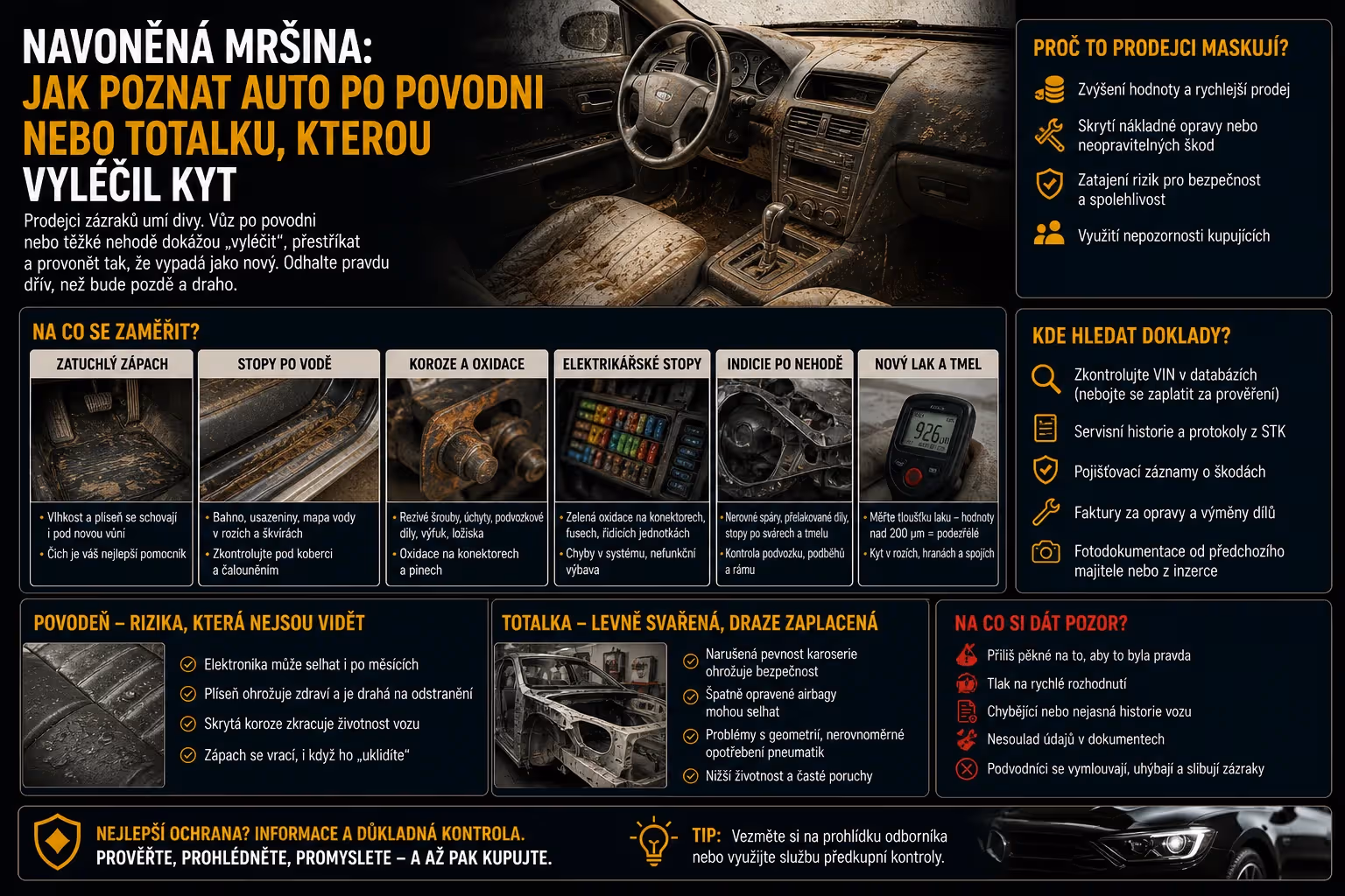 Navoněná mršina: Jak poznat auto po povodni nebo totálku, kterou „vyléčil“ kyt