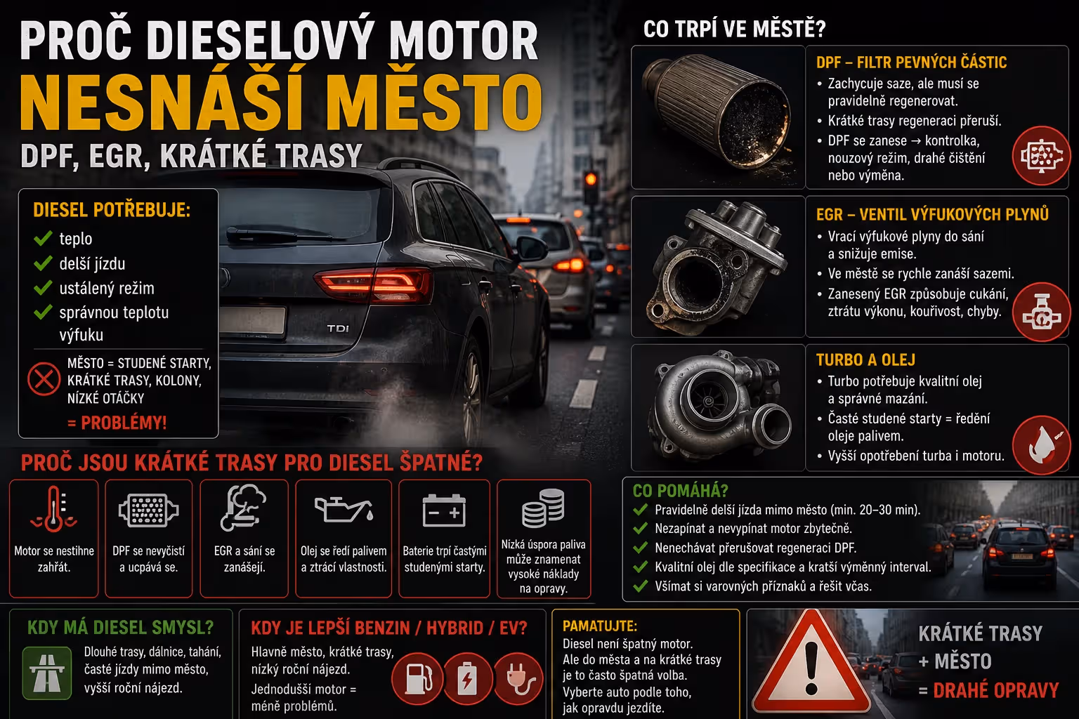 Diesel: Proč dieselový motor nesnáší město? DPF a krátké trasy