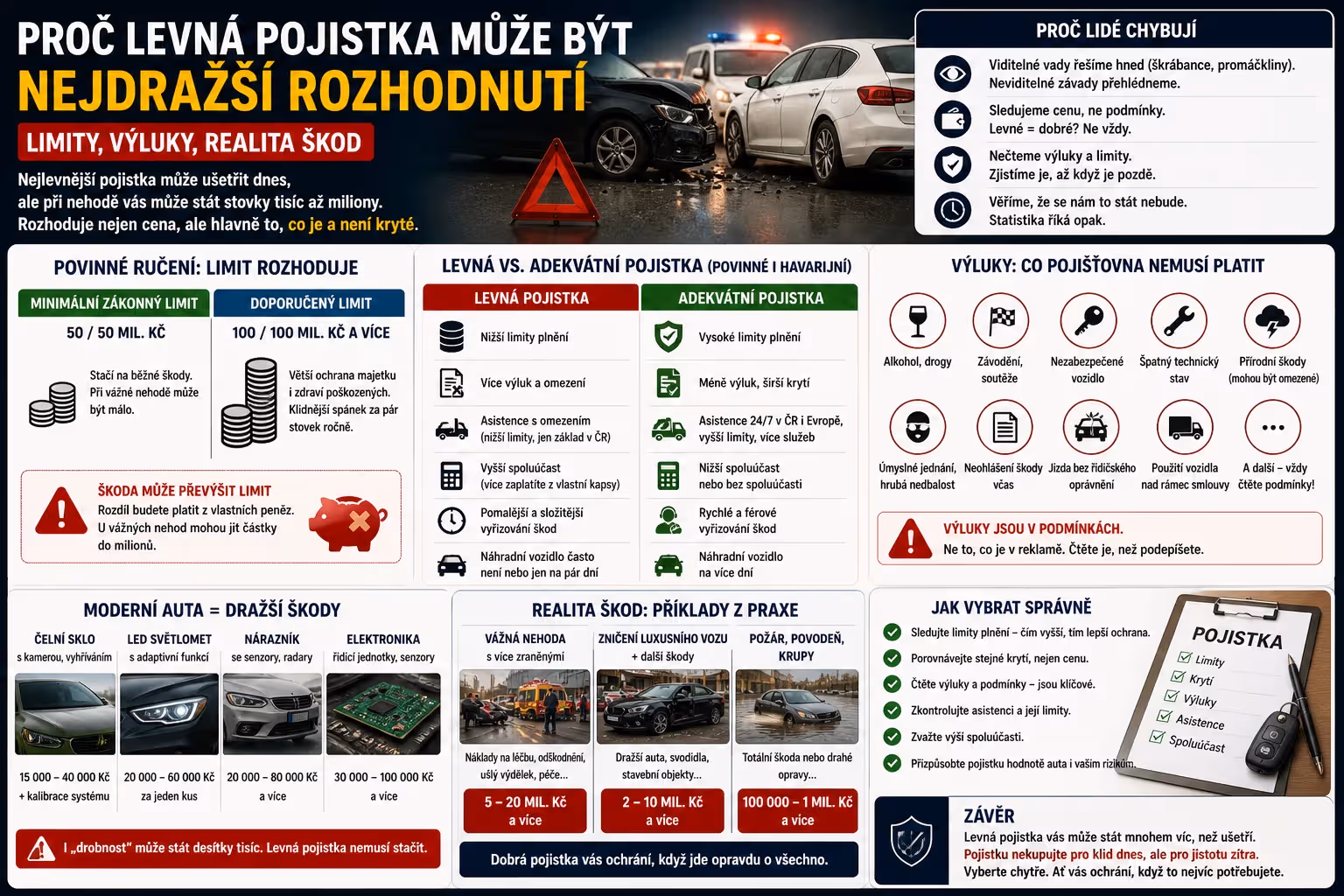 Proč levná pojistka může být nejdražší rozhodnutí: limity, výluky a realita škod