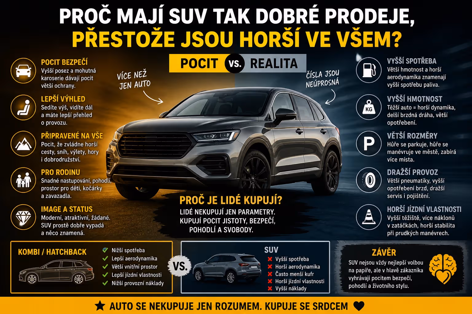 Proč mají SUV tak dobré prodeje, přestože nejsou ve všem lepší: pocit vs. realita