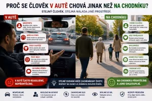 Bezpečnost: Proč se za volantem chováme jinak než na chodníku a co to říká o řidičích