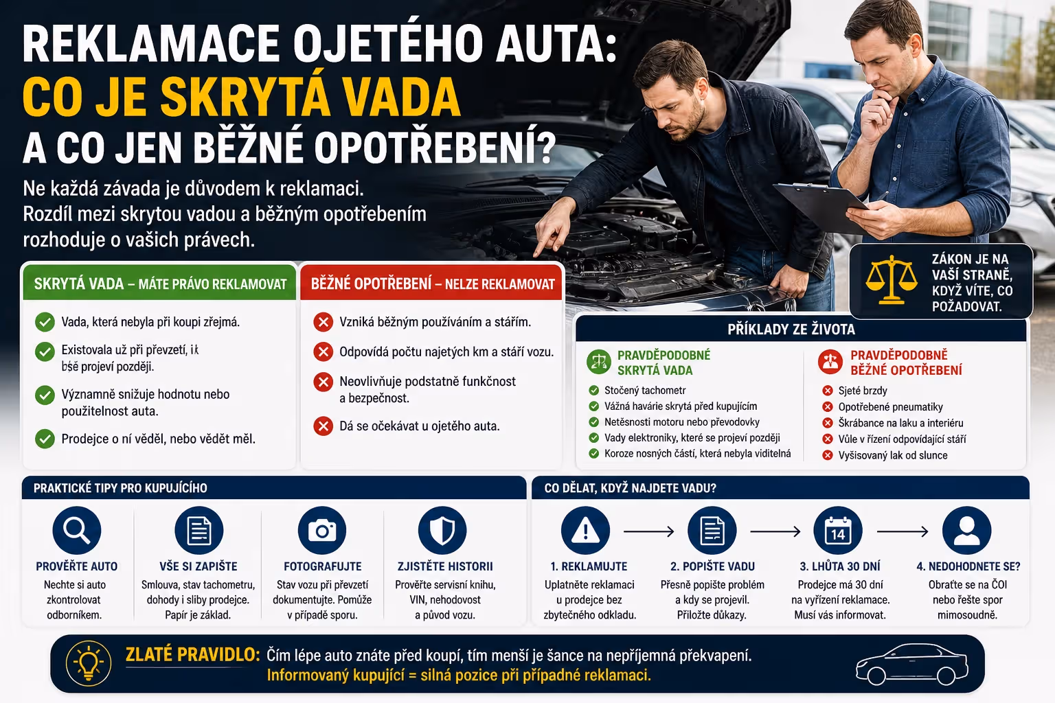 Reklamace ojetého auta: Co je skrytá vada a co jen běžné opotřebení?