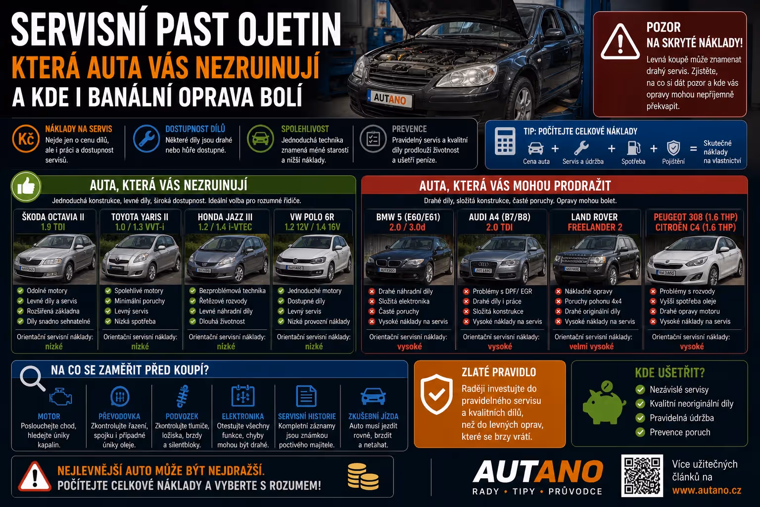 Servisní past ojetin: Která auta vás nezruinují a kde i banální oprava bolí?