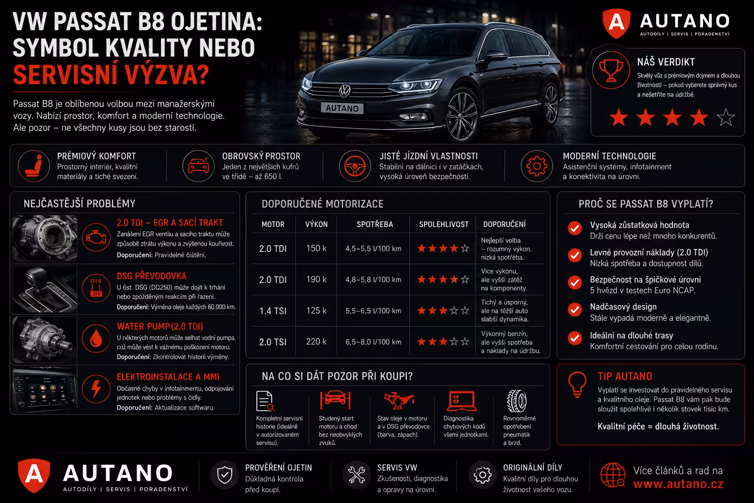 VW Passat B8 jako ojetina: Manažerský sen, který vyžaduje precizní servis